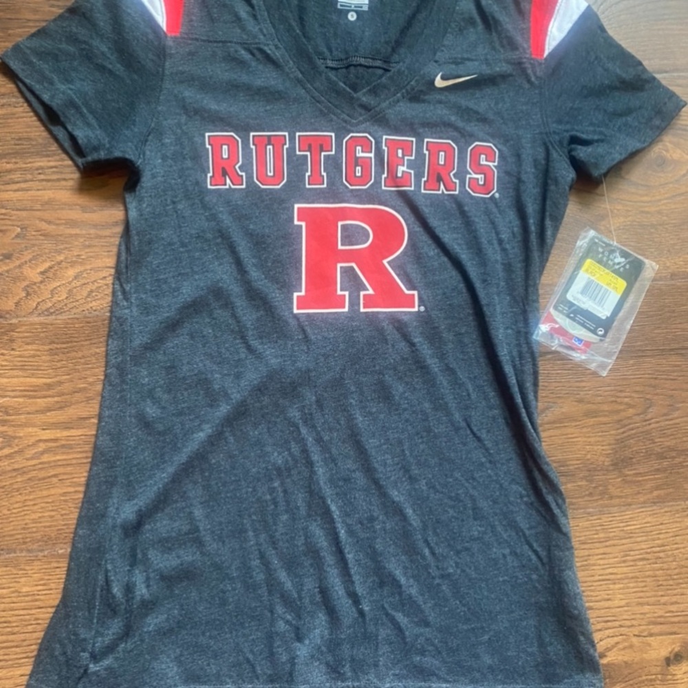 Nike Women's Rutger's Washed Black V Neck T-shirt size small